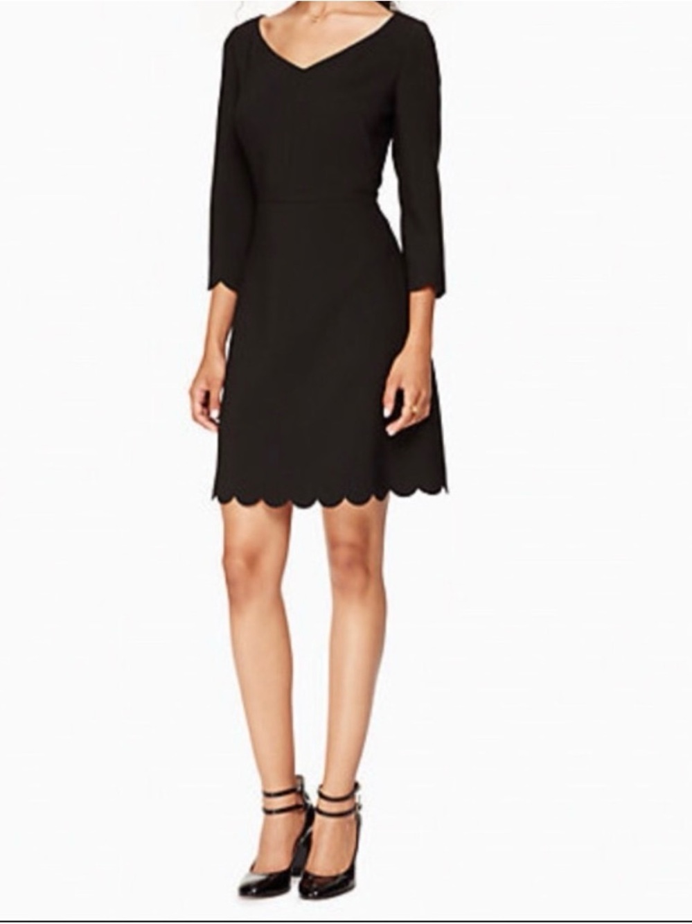 kate Spade Black Scalloped-Hem Dress Size 4